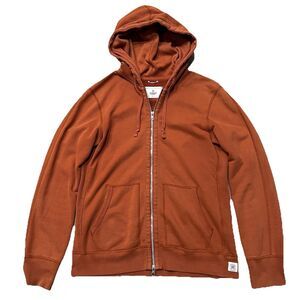 Reigning Champ Midweight Terry Classic Full Zip Hoodie Size Small Orange